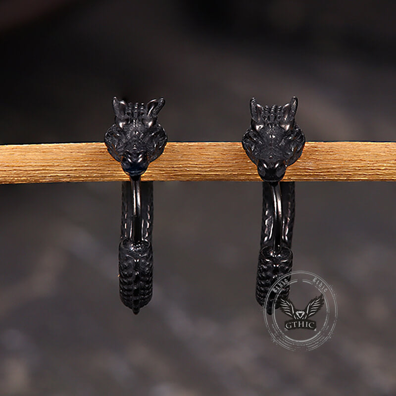 Punk Dragon Shape Stainless Steel Hoop Earrings