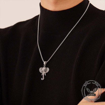 Punk Elephant Head Stainless Steel Animal Pendant