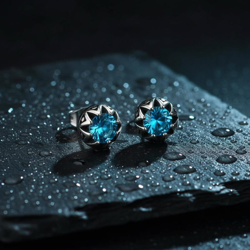 Punk Gem Crown Stainless Steel Stud Earrings