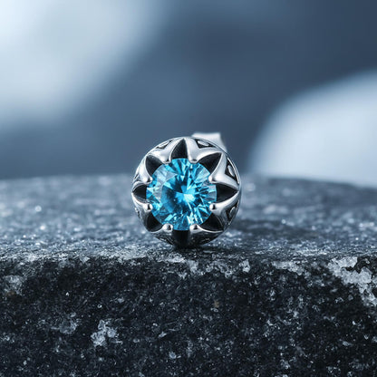 Punk Gem Crown Stainless Steel Stud Earrings