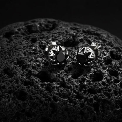Punk Gem Crown Stainless Steel Stud Earrings