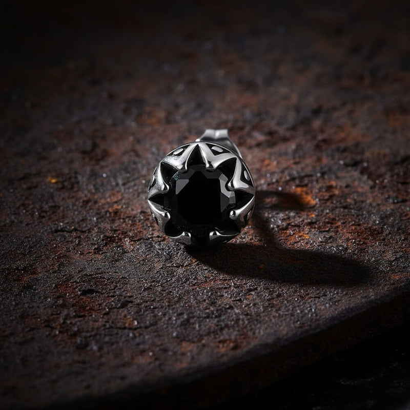 Punk Gem Crown Stainless Steel Stud Earrings
