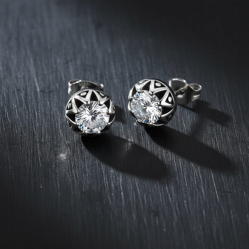 Punk Gem Crown Stainless Steel Stud Earrings