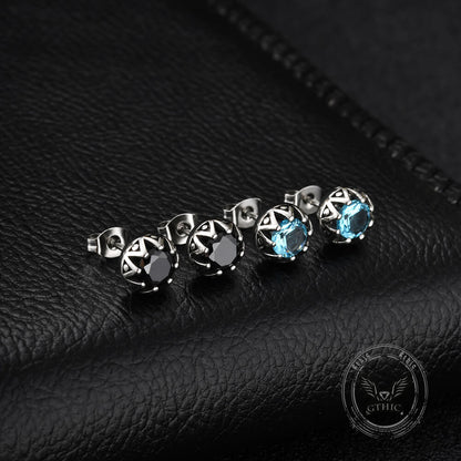 Punk Gem Crown Stainless Steel Stud Earrings