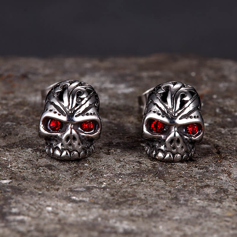 Punk Gem Eye Skull Stainless Steel Earrings