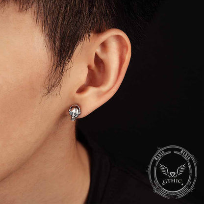 Punk Headphones Skull Stainless Steel Stud Earrings