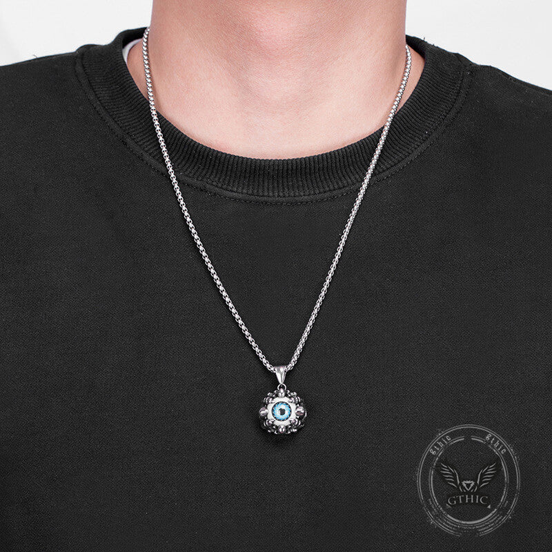 Punk Hiphop Evil Eye Stainless Steel Skull Pendant