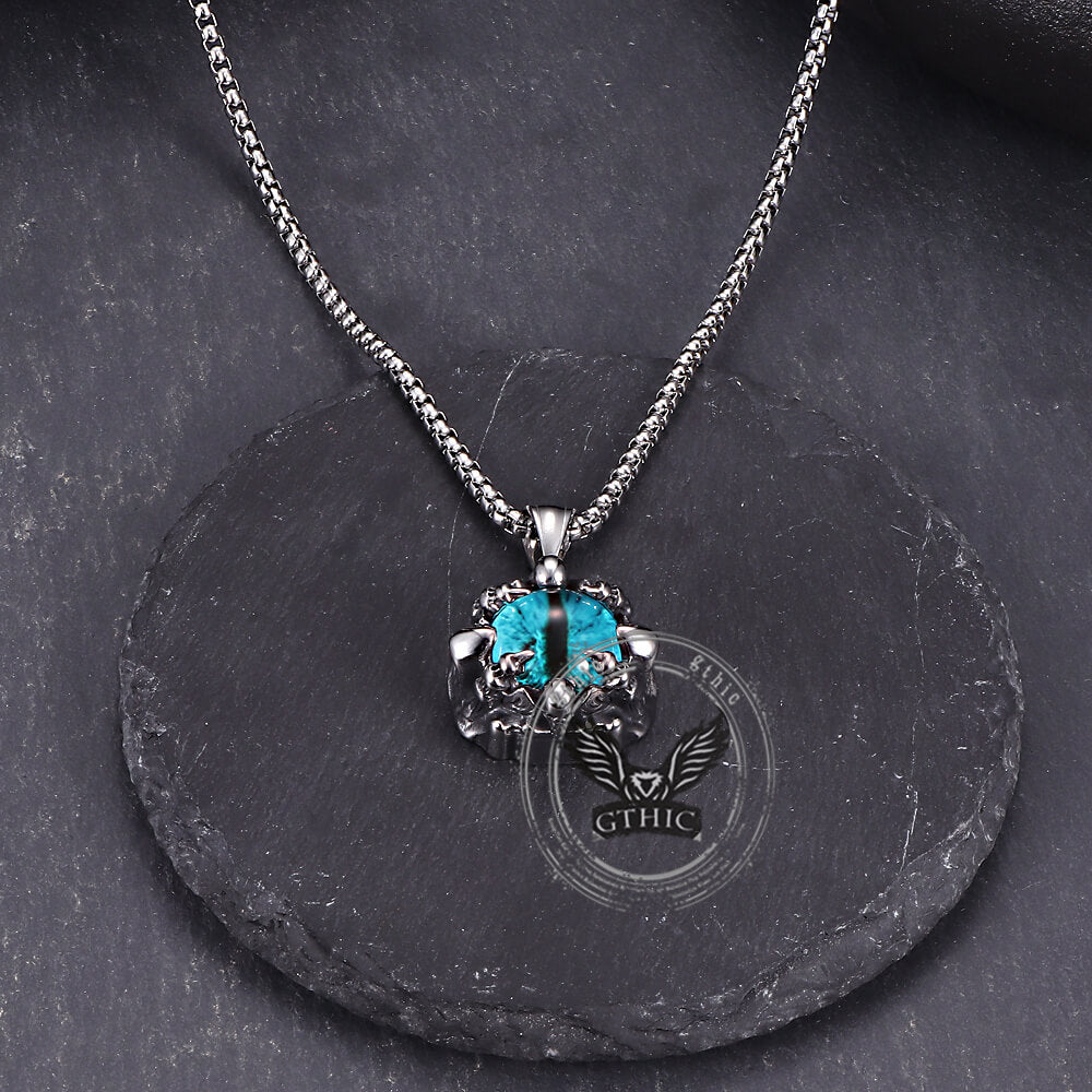 Punk Hiphop Evil Eye Stainless Steel Skull Pendant