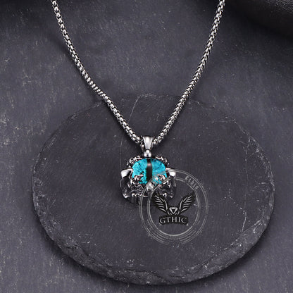 Punk Hiphop Evil Eye Stainless Steel Skull Pendant