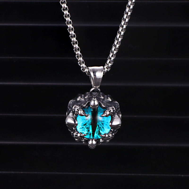 Punk Hiphop Evil Eye Stainless Steel Skull Pendant