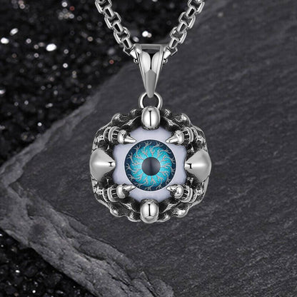 Punk Hiphop Evil Eye Stainless Steel Skull Pendant