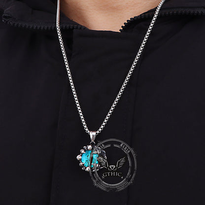 Punk Hiphop Evil Eye Stainless Steel Skull Pendant