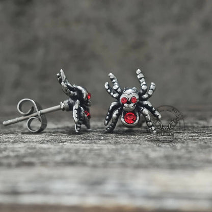 Punk Horror Spider Skull Stainless Steel Stud Earrings