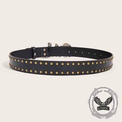 Punk Letter Bitch Buckle Rivet Pu Leather Belt