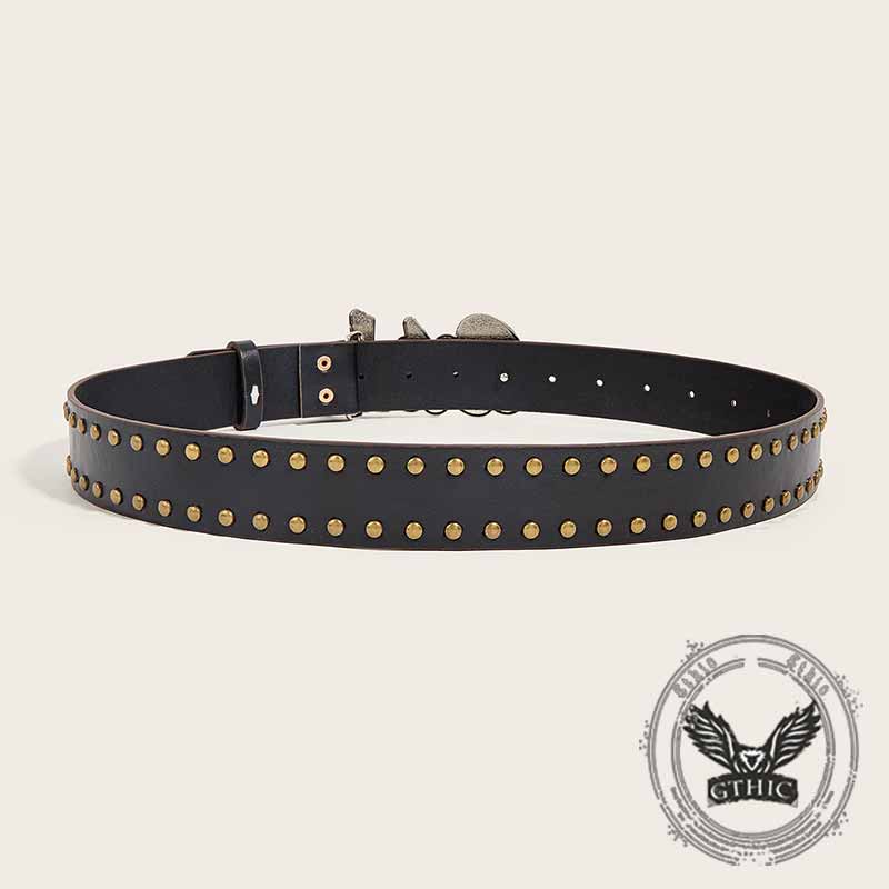 Punk Letter Bitch Buckle Rivet Pu Leather Belt