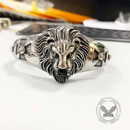 Punk Lion Head Skull Stainless Steel Biker Open Bracelet