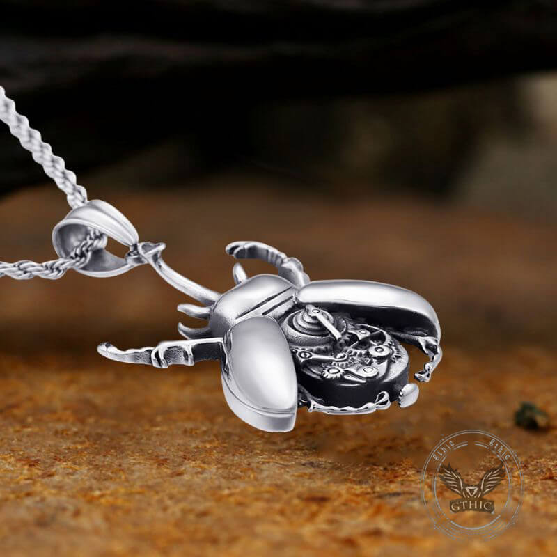 Punk Mechanical Gear Beetle Stainless Steel Pendant