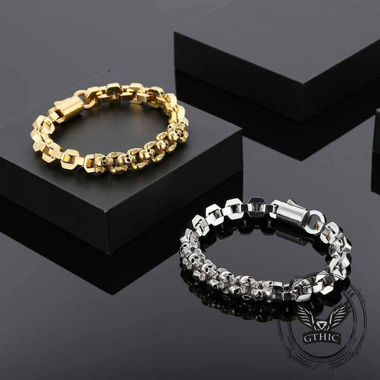 Punk Multi-skull Spliced Stainless Steel Bracelet