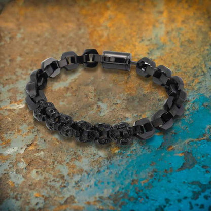 Punk Multi-skull Spliced Stainless Steel Bracelet