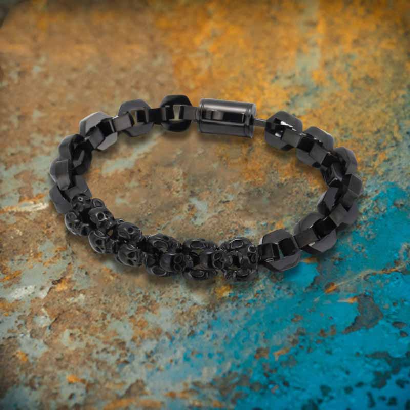 Punk Multi-skull Spliced Stainless Steel Bracelet
