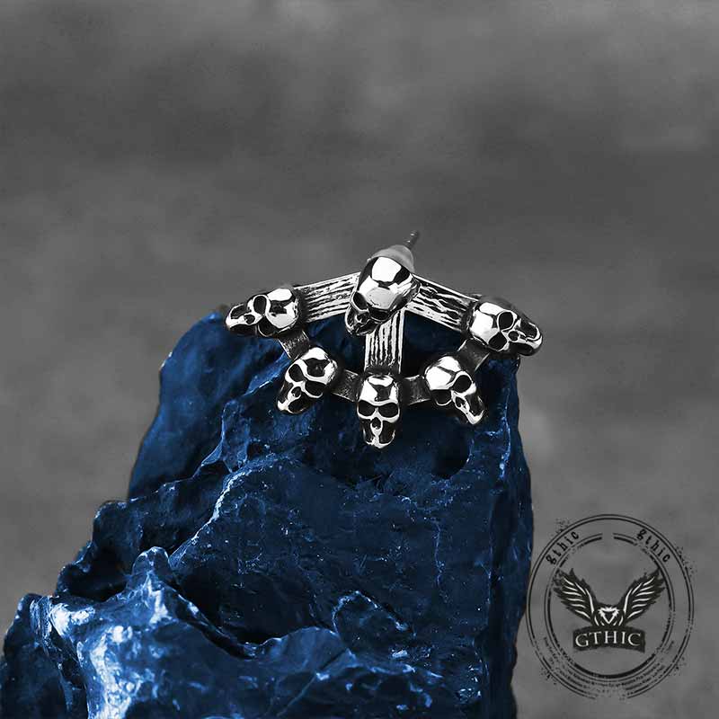 Punk Multi-skull Stainless Steel Stud Earrings