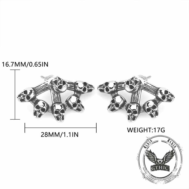 Punk Multi-skull Stainless Steel Stud Earrings