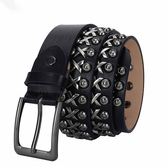Punk Rivet Wear-resistant Cowhide Leather Belt