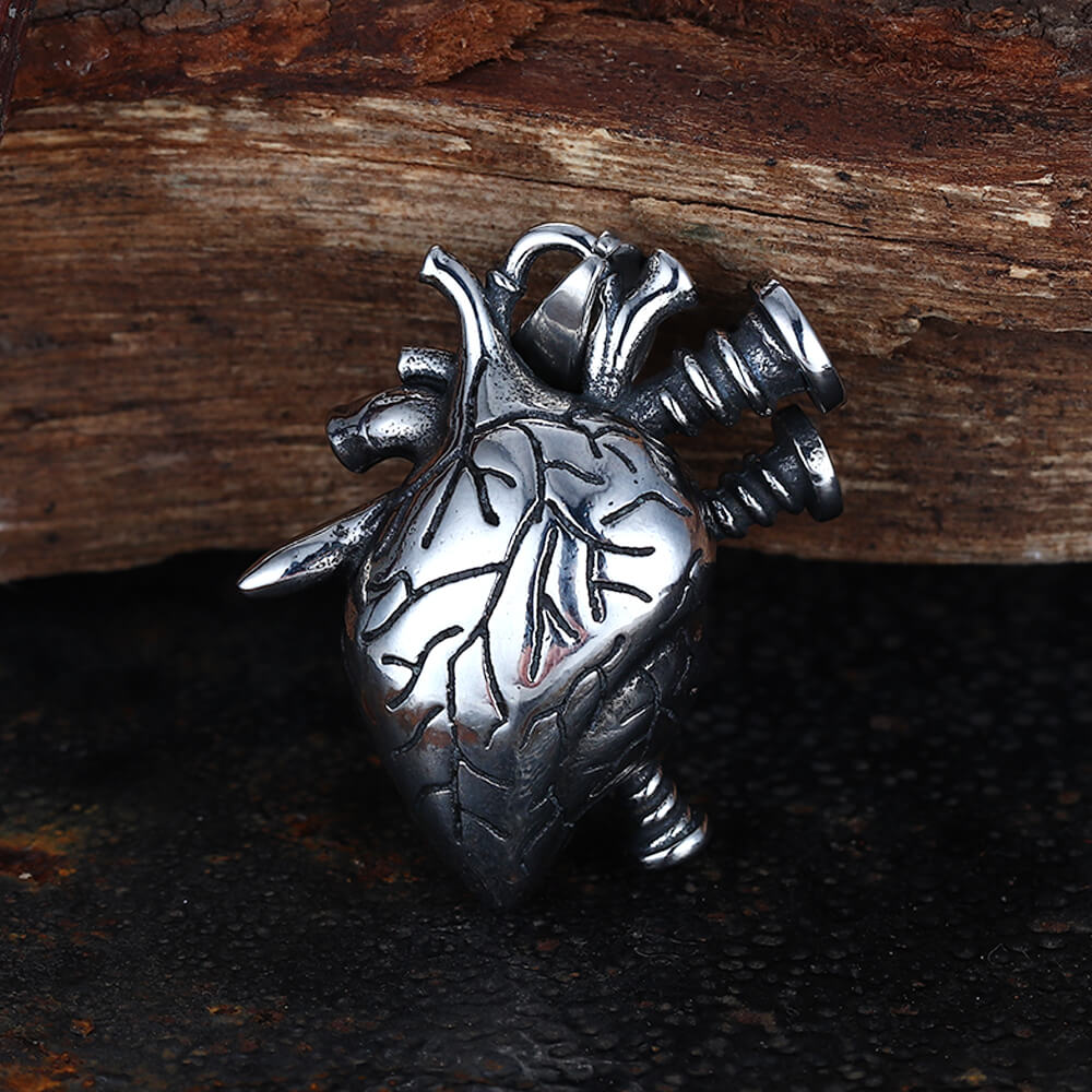 Punk Screw Heart Stainless Steel Gothic Pendant