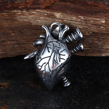 Punk Screw Heart Stainless Steel Gothic Pendant