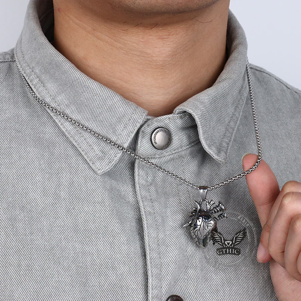Punk Screw Heart Stainless Steel Gothic Pendant