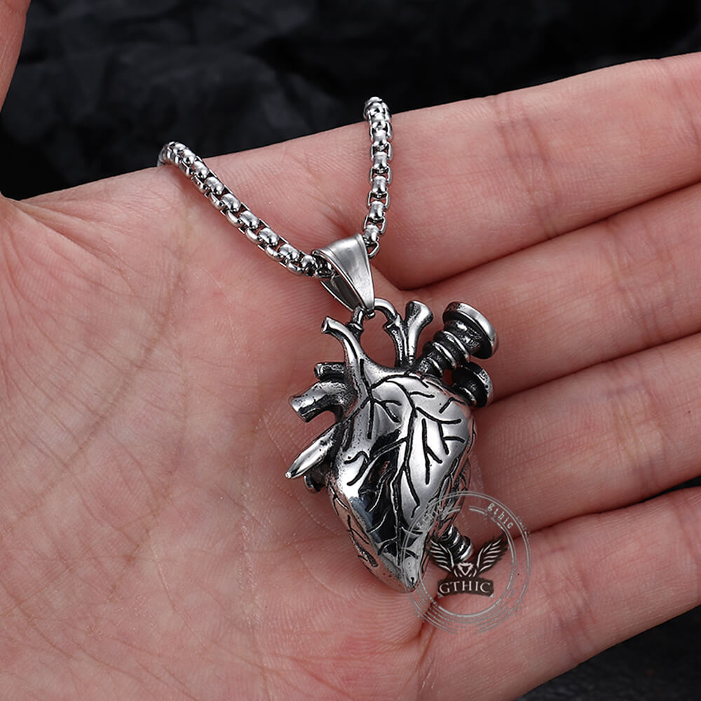 Punk Screw Heart Stainless Steel Gothic Pendant