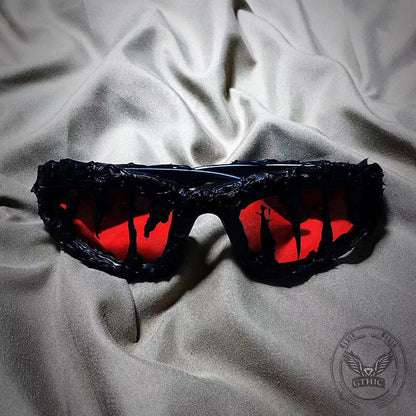 Punk Sharp Teeth Design Drip Glue Pc Sunglasses