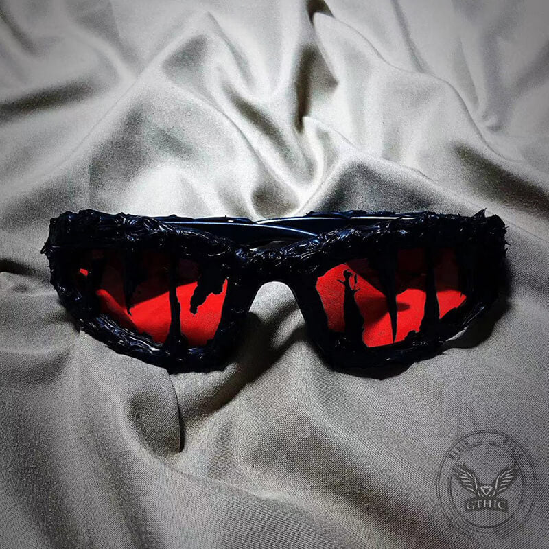 Punk Sharp Teeth Design Drip Glue Pc Sunglasses