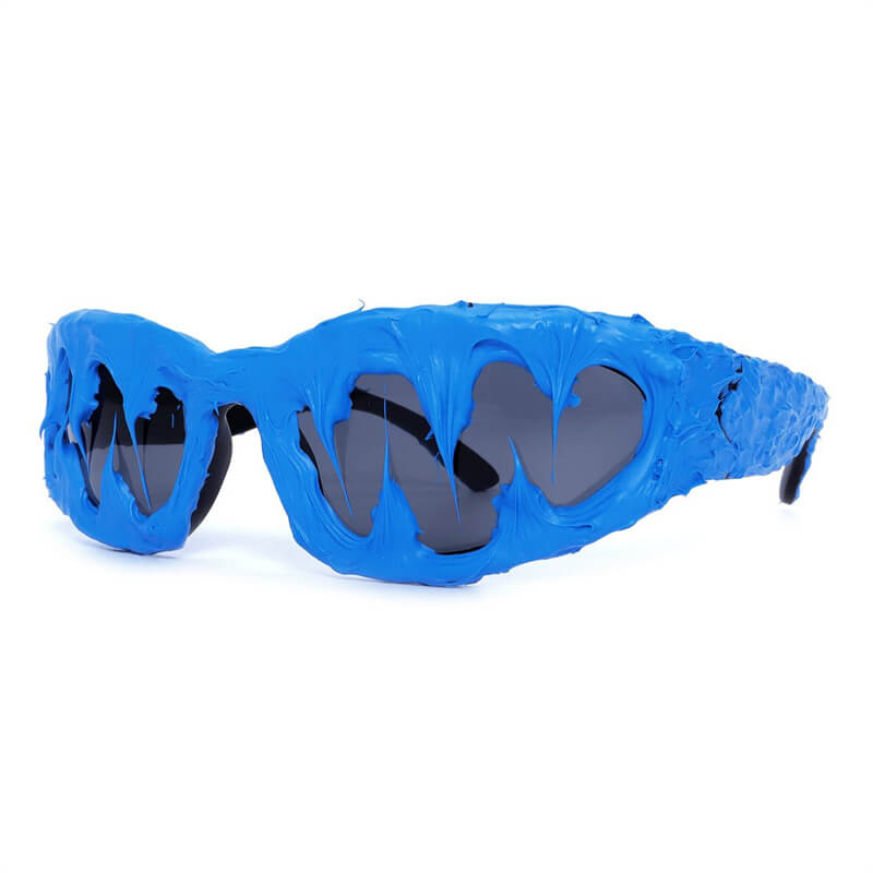 Punk Sharp Teeth Design Drip Glue Pc Sunglasses