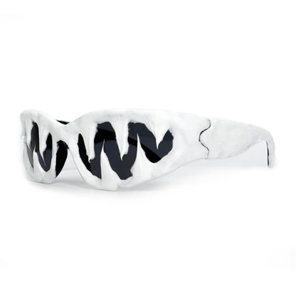 Punk Sharp Teeth Design Drip Glue Pc Sunglasses