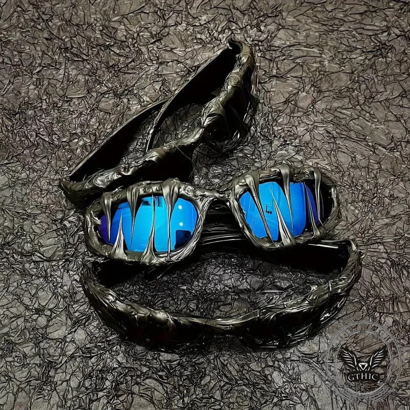 Punk Sharp Teeth Design Drip Glue Pc Sunglasses