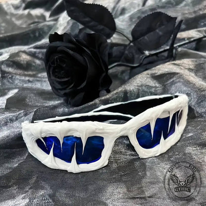 Punk Sharp Teeth Design Drip Glue Pc Sunglasses