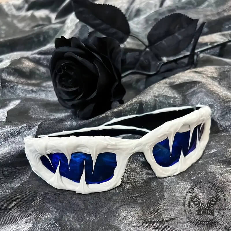 Punk Sharp Teeth Design Drip Glue Pc Sunglasses