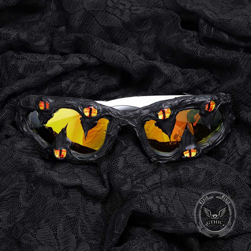Punk Sharp Teeth Eyeballs Drip Glue Pc Sunglasses