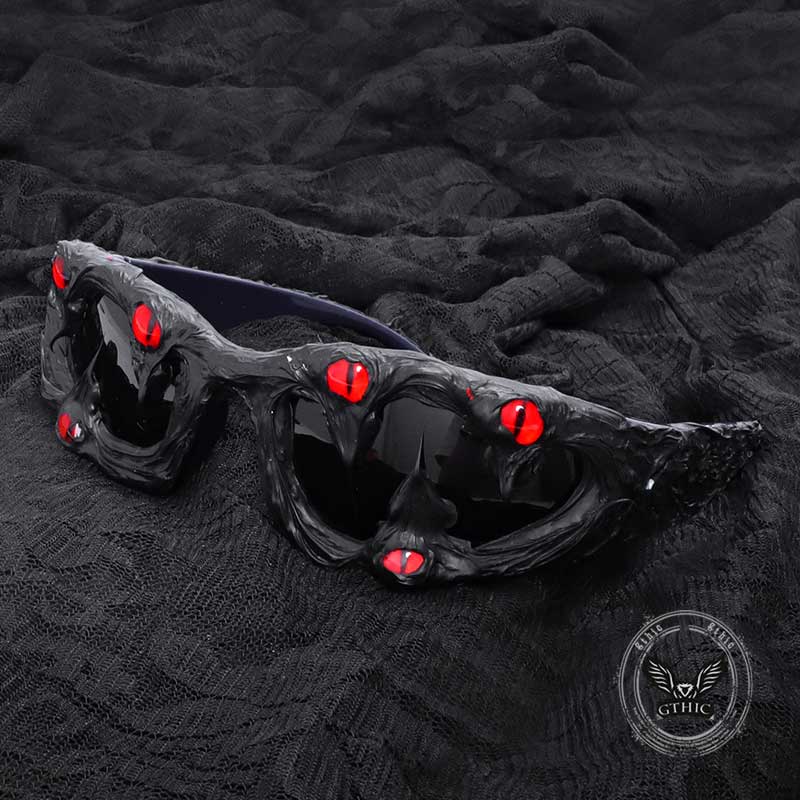 Punk Sharp Teeth Eyeballs Drip Glue Pc Sunglasses