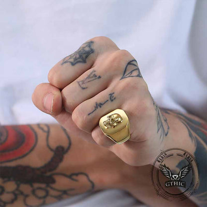 Punk Skull Head Stainless Steel Square Ring