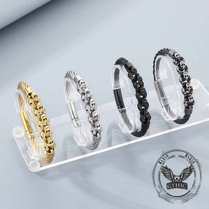 Punk Skull Wire Splicing Stainless Steel Bracelet