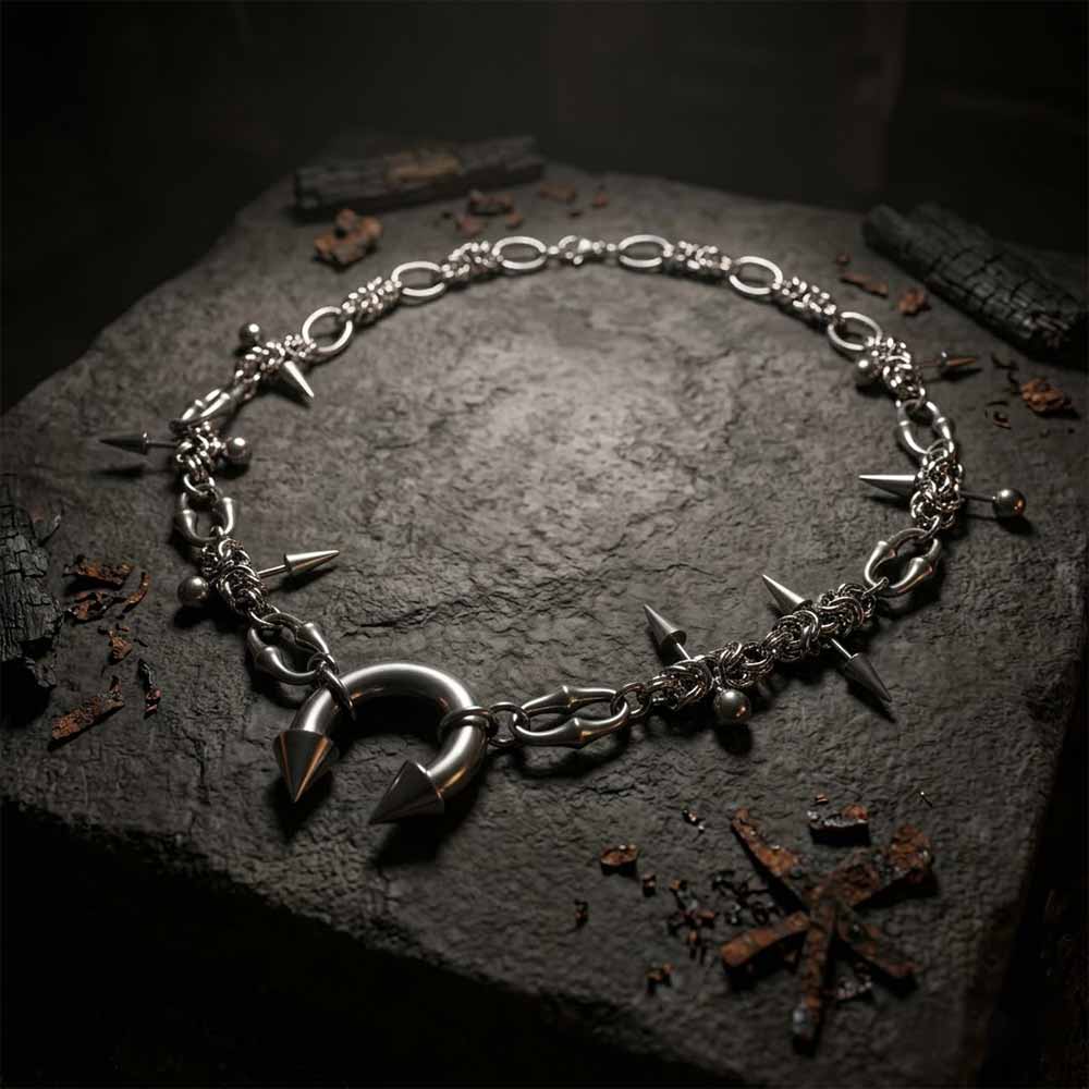 Punk Spike Piercing Stainless Steel Clavicle Necklace