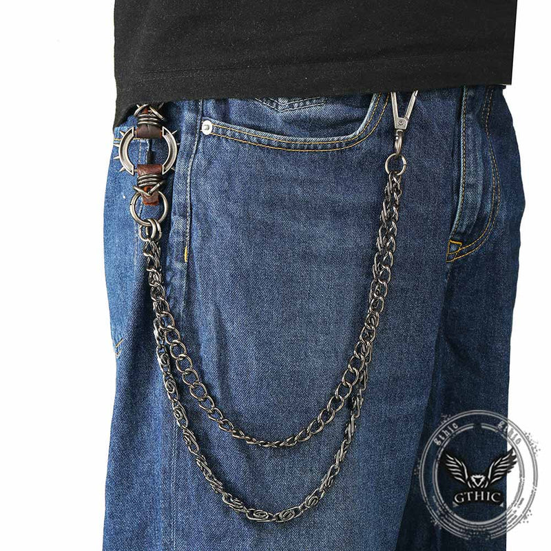 Punk Spiked Double-chain Alloy Pants Chain
