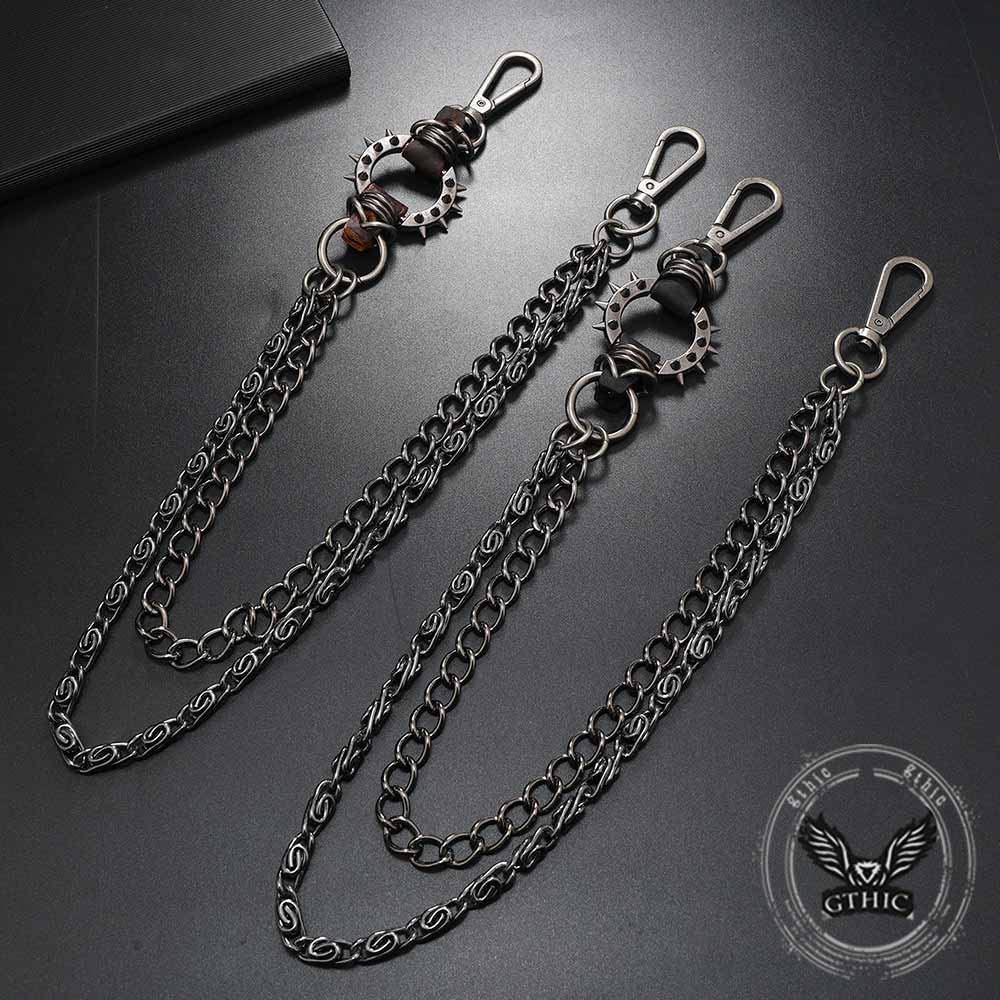 Punk Spiked Double-chain Alloy Pants Chain