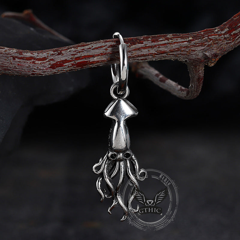 Punk Squid Stainless Steel Marine Hoop Earrings
