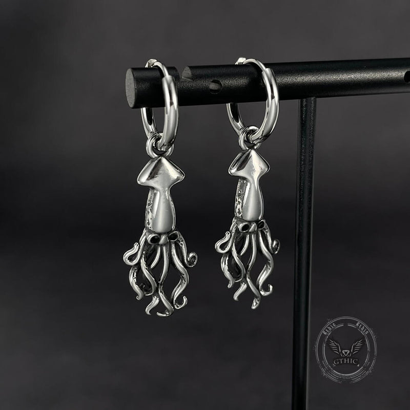 Punk Squid Stainless Steel Marine Hoop Earrings