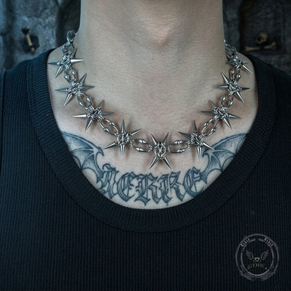 Punk Studded Stainless Steel Clavicle Necklace