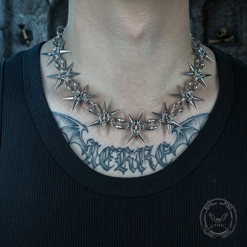 Punk Studded Stainless Steel Clavicle Necklace