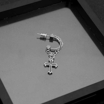 Punk Tassel Cross Stainless Steel Earrings